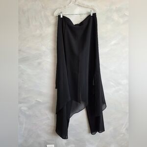 Black Layered Chiffon Asymmetrical Skirt Pants Combo Artsy Chic Sz 14 Cachet